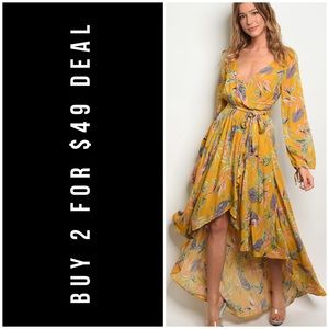 ☀️MUSTARD FLORAL HIGH LOW DRESS